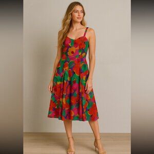 Vintage Mr Edward full Vibrant Floral Sleeveless Dress